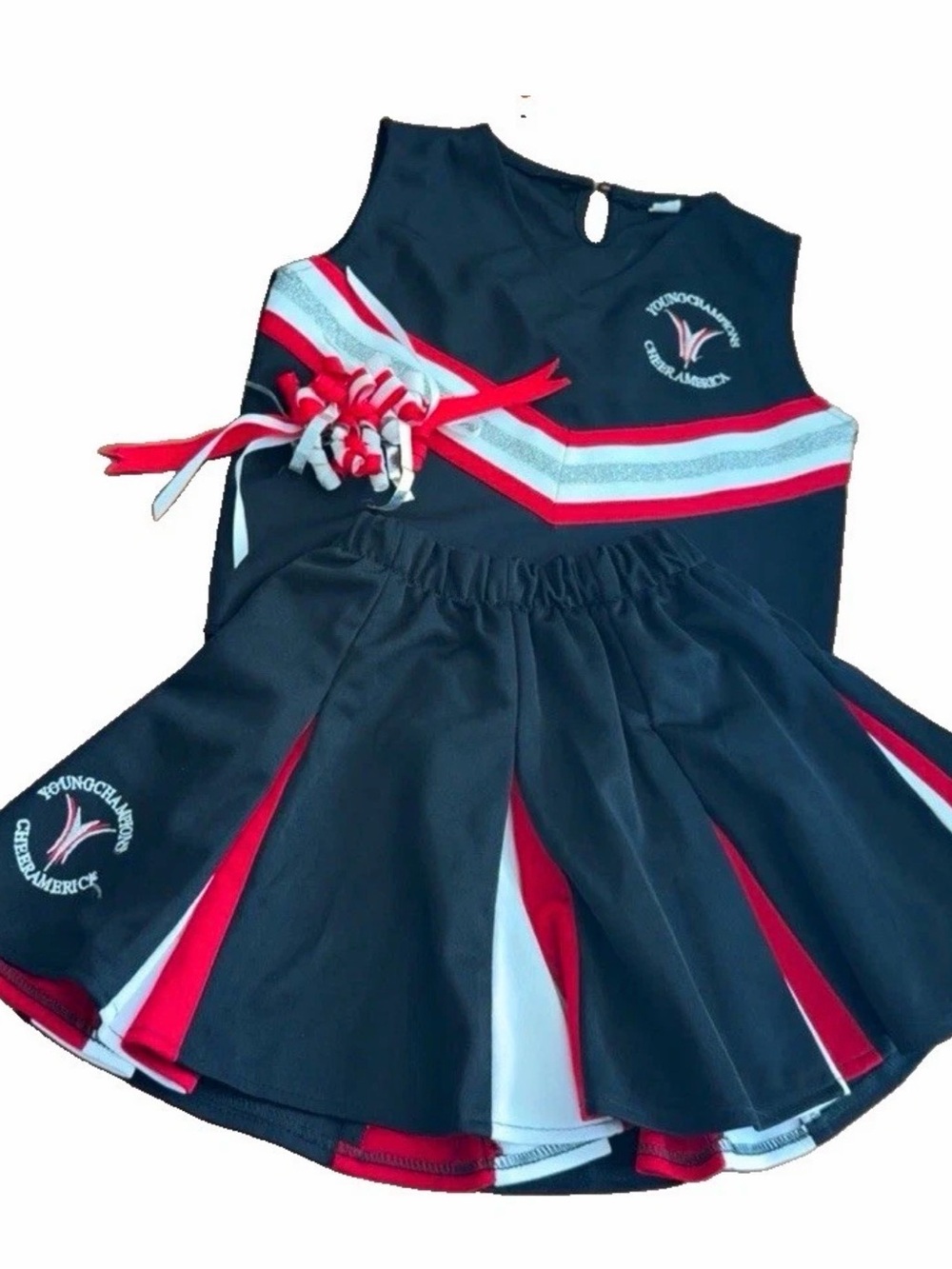 Youth Black and Red Cheerleader Costume Set - Unbranded